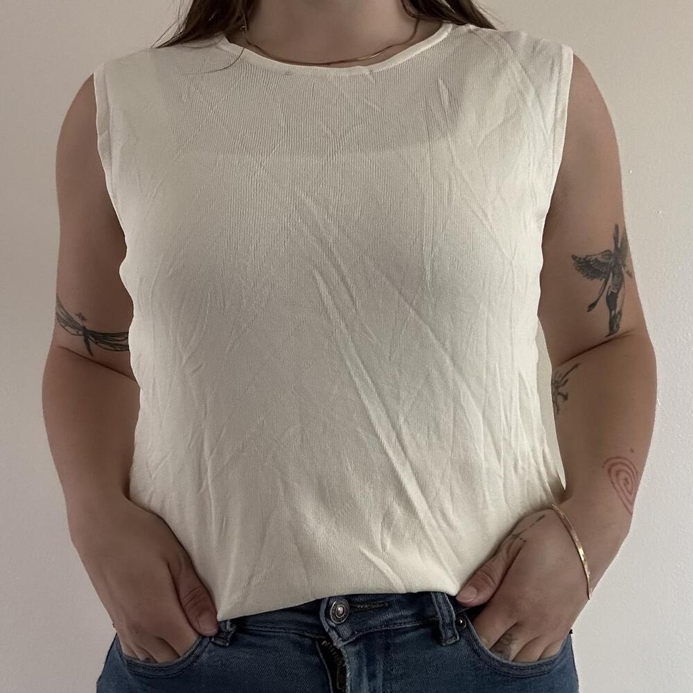 Vintage 90s Laura Ashley White Tank Top – Size L